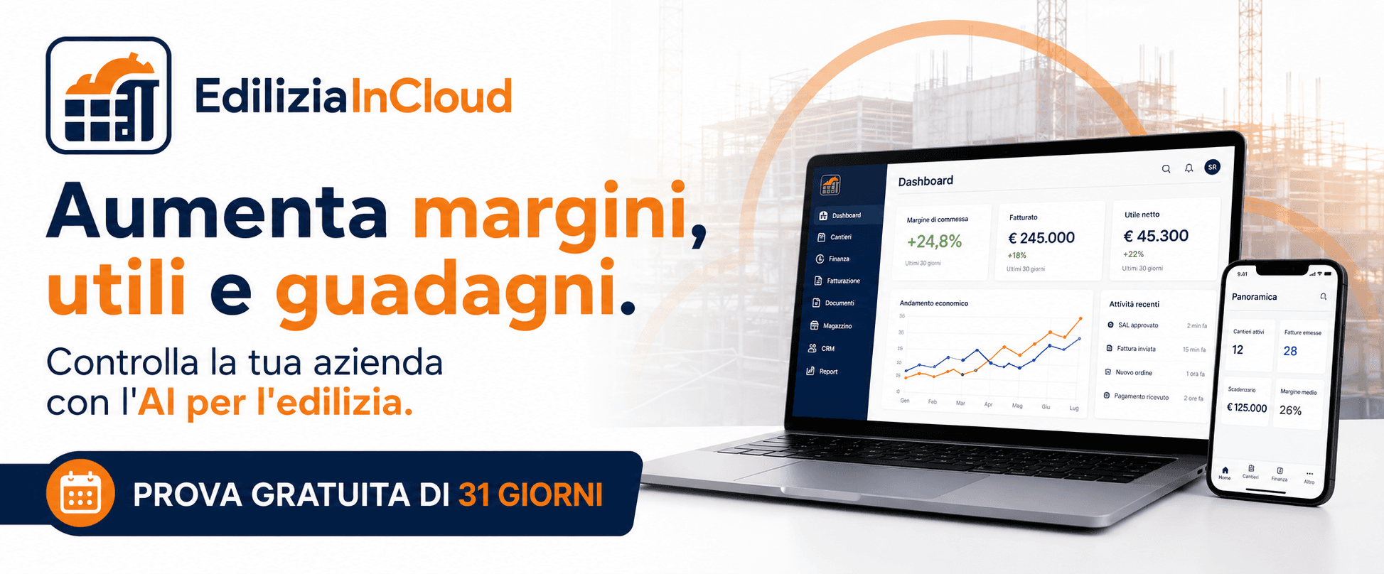 EdiliziaInCloud: il gestionale con AI per imprese edili. Prova gratuita di 31 giorni