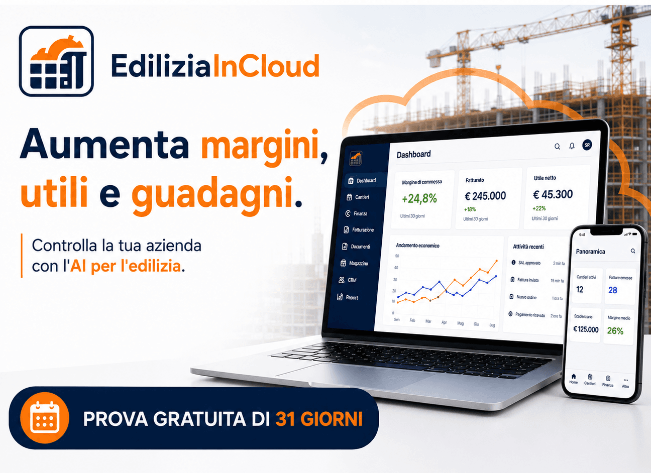EdiliziaInCloud: il gestionale con AI per imprese edili. Prova gratuita di 31 giorni